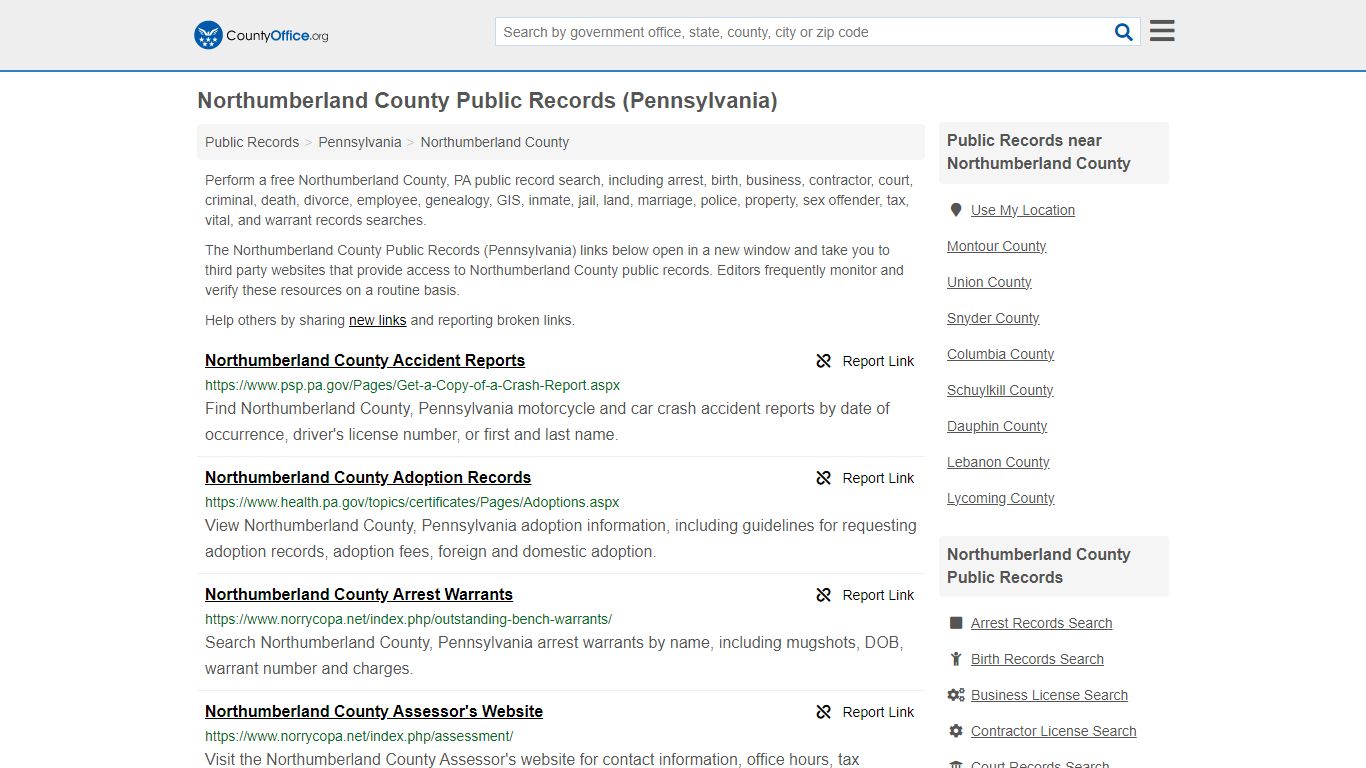 Public Records - Northumberland County, PA (Business, Criminal, GIS ...